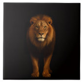 Black 4 Luxe Tile with Majestic Lion Fliese (Vorderseite)