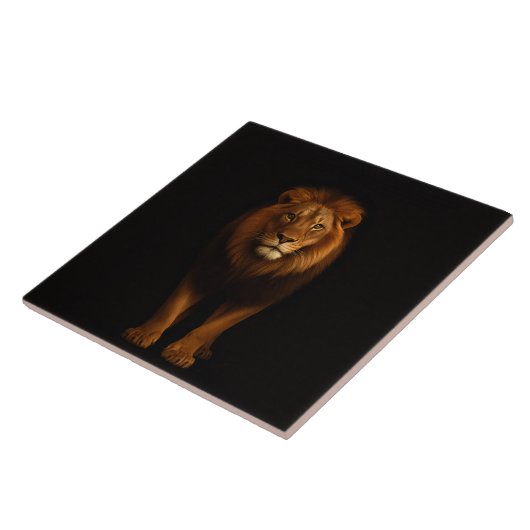 Black 4 Luxe Tile with Majestic Lion Fliese (Seite)