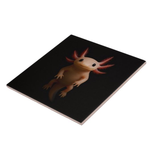 Black 4 Luxe Tile with Mexican Axolotl Fliese (Seite)