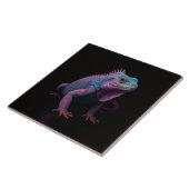 Black 4 Luxe Tile with Pink Tropical Iguana Fliese (Seite)