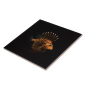 Black 4 Luxe Tile with Red Lionfish Fliese (Seite)