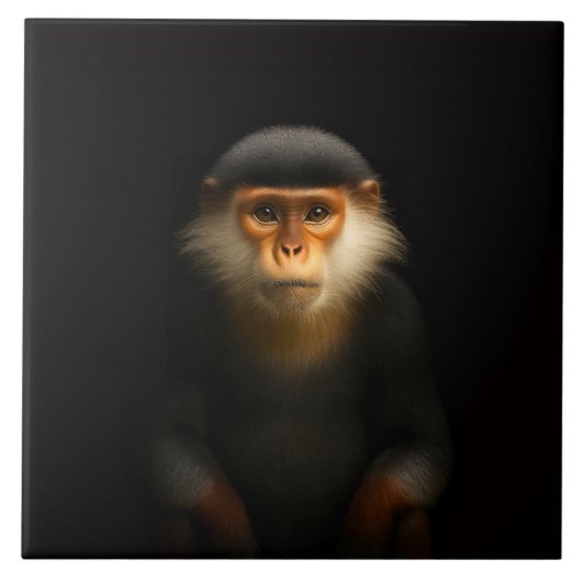 Black 4 Luxe Tile with Red Shanked Douc Langur Fliese (Vorderseite)
