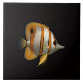 Black 4 Luxe Tile with Reef Butterflyfish Fliese