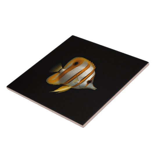 Black 4 Luxe Tile with Reef Butterflyfish Fliese (Seite)