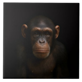 Black 4 Luxe Tile with Serene Chimpanzee Fliese