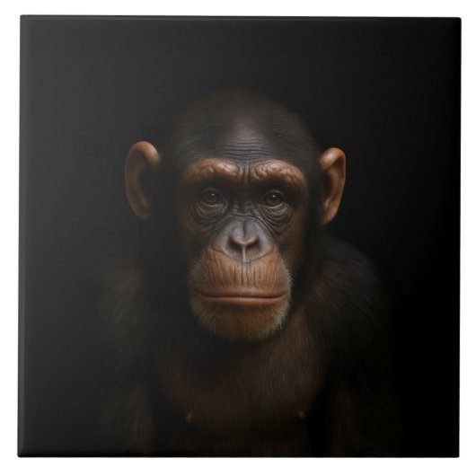 Black 4 Luxe Tile with Serene Chimpanzee Fliese (Vorderseite)