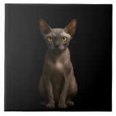Black 4 Luxe Tile with Sphynx Cat Fliese (Vorderseite)