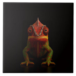 Black 4 Luxe Tile with tropical Panther Chameleon Fliese