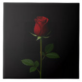 Black 4 Luxe Tile with Velvet Red Rose Fliese (Vorderseite)
