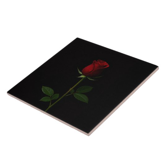 Black 4 Luxe Tile with Velvet Red Rose Fliese (Seite)