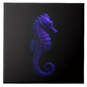 Black 4 Luxe Tile with Violet Blue Seahorse Fliese (Vorderseite)