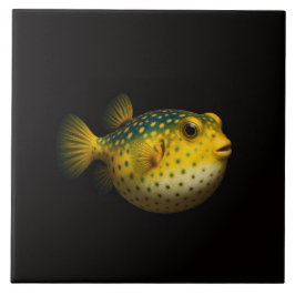 Black 4 Luxe Tile with Yellow Putterfish Fliese