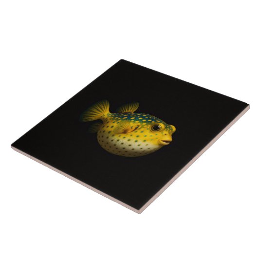 Black 4 Luxe Tile with Yellow Putterfish Fliese (Seite)
