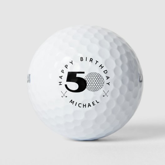 Black 50. Geburtstag Golf Balls Golfball (Vorderseite)