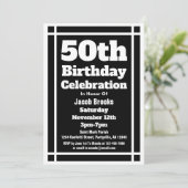 Black 50. Geburtstagsparty Einladung (Stehend Vorderseite)