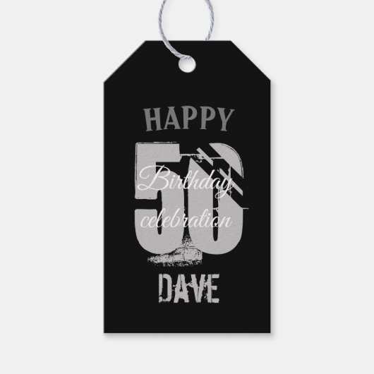 Black 50. Jedes Alter Geburtstag Vielen Dank Geschenkanhänger (Vorderseite)