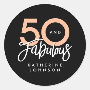 Black 50 und Fabulous Modern 50. Geburtstag Runder Aufkleber