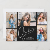 Black 5 Foto Graduation Party Einladung (Vorderseite)