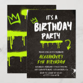 Black 5. Geburtstag Einladung Junge Graffiti Paint (Vorne/Hinten)