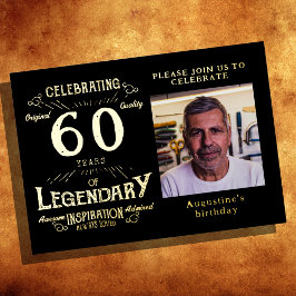 Black 60. Geburtstag Vintag Gold Folieneinladung