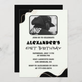 Black 61. Geburtstag Einladungen Männer Einfaches (Vorne/Hinten)