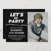 Black 65. Geburtstag Einladungen Männer Foto (Vorne/Hinten)