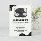 Black 69. Geburtstag Einladungen Männer Einfaches  (Stehend Vorderseite)