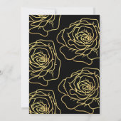 Black 70. Geburtstag Einladungen Gold Floral (Rückseite)