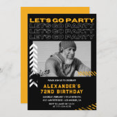 Black 72. Geburtstag Einladungen Männer (Vorne/Hinten)