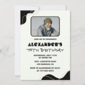 Black 75. Geburtstag Einladungen Männer Einfaches (Vorderseite)