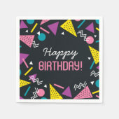 Black 80er Pattern Birthday Napkins Serviette (Vorderseite)