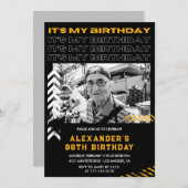 Black 88. Geburtstag Einladungen Männer Foto (Vorne/Hinten)