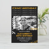 Black 89. Geburtstag Einladungen Männer Foto (Stehend Vorderseite)