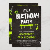 Black 89. Geburtstag Einladungen Männer Graffiti P (Vorne/Hinten)