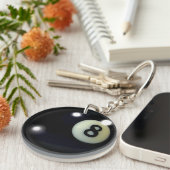 Black 8-Ball Pool Ball Sportspiel Design Schlüsselanhänger (Vorderseite rechts)