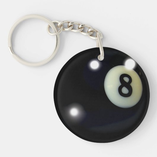 Black 8-Ball Pool Ball Sportspiel Design Schlüsselanhänger (Vorderseite)