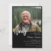 Black 90. Geburtstag Foto Einladung (Vorderseite)