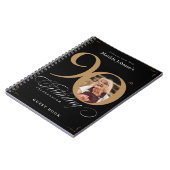 Black 90 th Birthday Gold Elegant Script Guestbook Notizblock (Linke Seite)