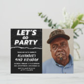 Black 92. Geburtstag Einladungen Männer Foto (Stehend Vorderseite)