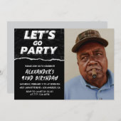 Black 92. Geburtstag Einladungen Männer Foto (Vorne/Hinten)