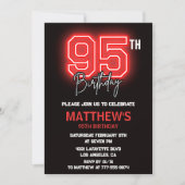 Black 95. Geburtstag Einladungen Männer Neon (Vorderseite)