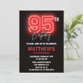 Black 95. Geburtstag Einladungen Männer Neon (Stehend Vorderseite)