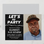 Black 96. Geburtstag Einladungen Männer Foto (Vorne/Hinten)