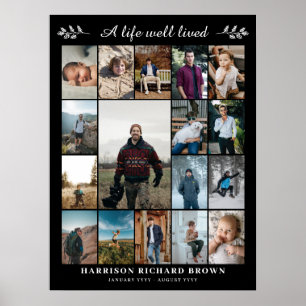 Black A Life gut gelebt 17 Foto Collage Memorial Poster