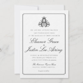 Black "A" Monogram Wedding Invitation Einladung