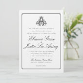 Black "A" Monogram Wedding Invitation Einladung (Stehend Vorderseite)