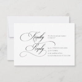 Black "A" Monogram Wedding RSVP Card Karte