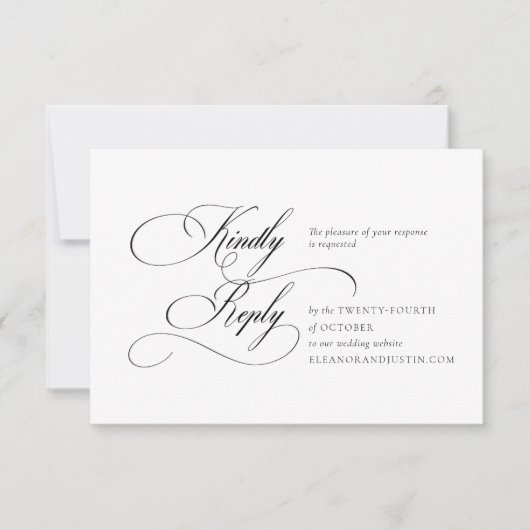 Black "A" Monogram Wedding RSVP Card Karte (Vorderseite)