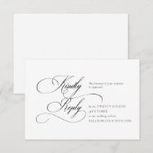 Black "A" Monogram Wedding RSVP Card Karte (Vorne/Hinten)