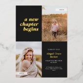 Black A New Chapter Begins Graduation Folieneinladung (Vorderseite)